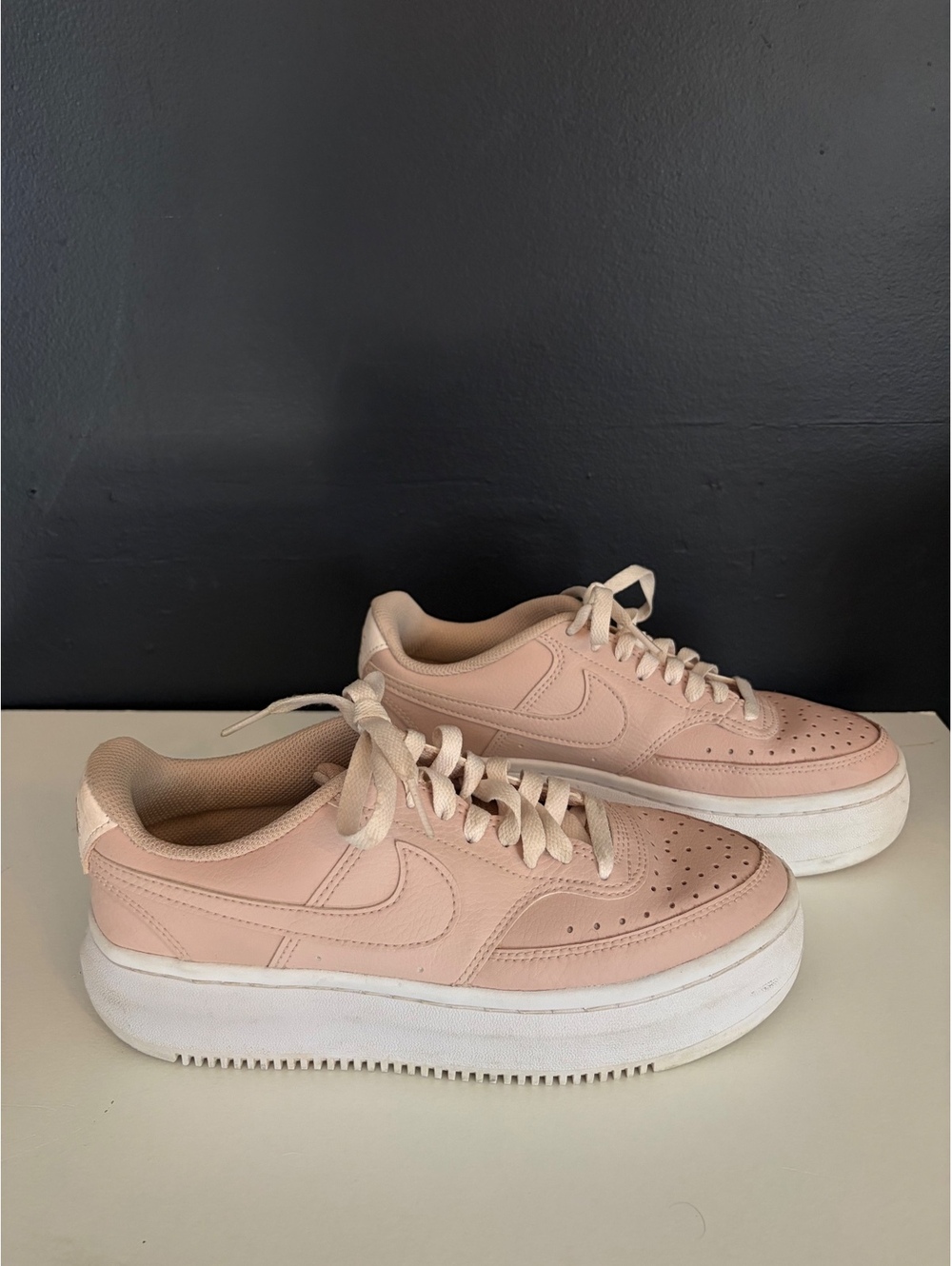 Nike Pale Pink Platform Leather Sneakers Women’s 8.5 Blush
